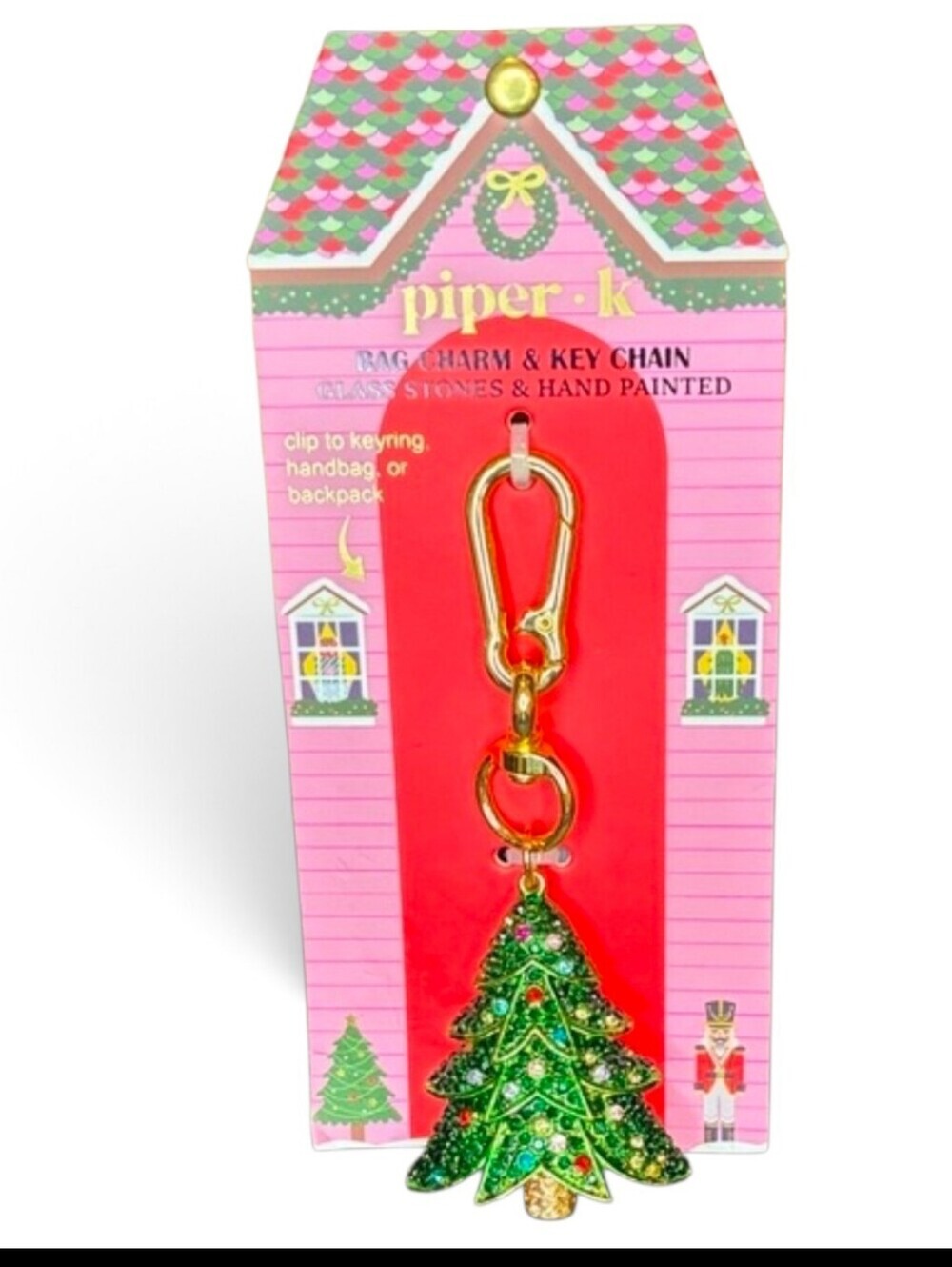 🎄▪️ Piper k Gold & Green Christmas Tree Keychain or Bag Charm